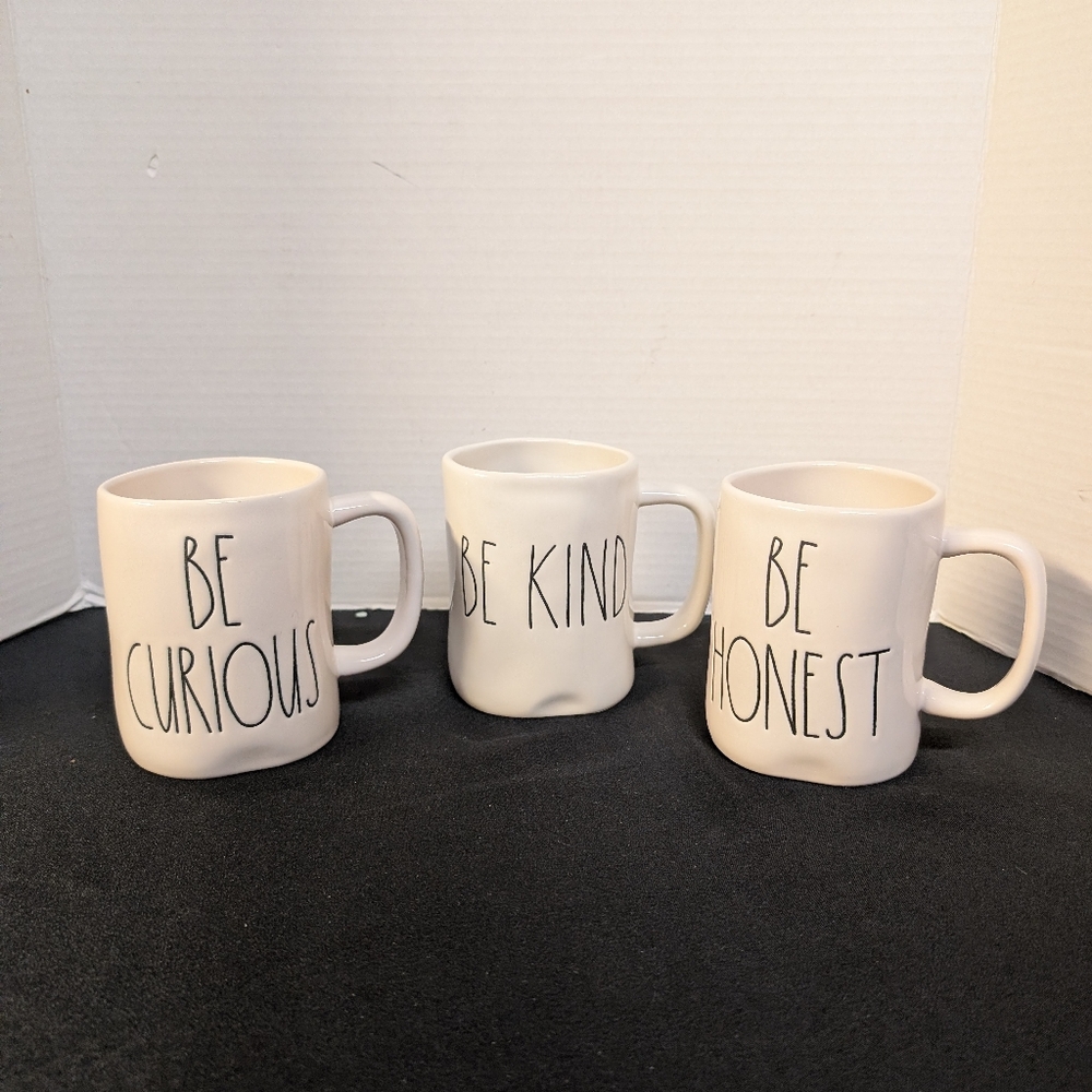 Rae Dunn Be Honest, Be Curious Bundle Lot 2 Mugs Cups Artisan Magenta